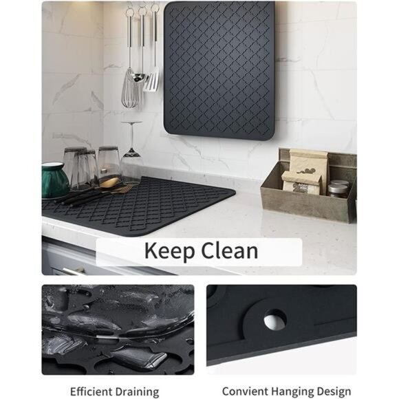 Drying Mats for Kitchen Counter-Silicone Dish Drying Mat-Kitchen Dish Drying Pad - Picture 2 of 7